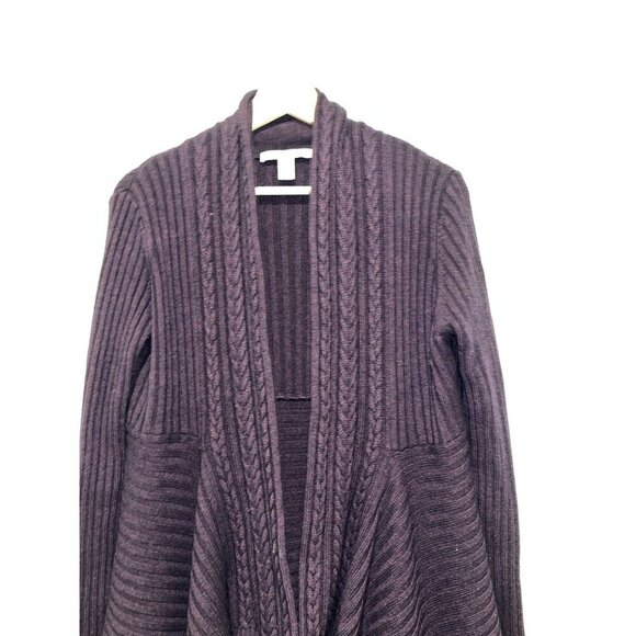 Autumn Cashmere Purple Chashmere Blend Open Front Cardigan Women’s Size M - Picture 2 of 9